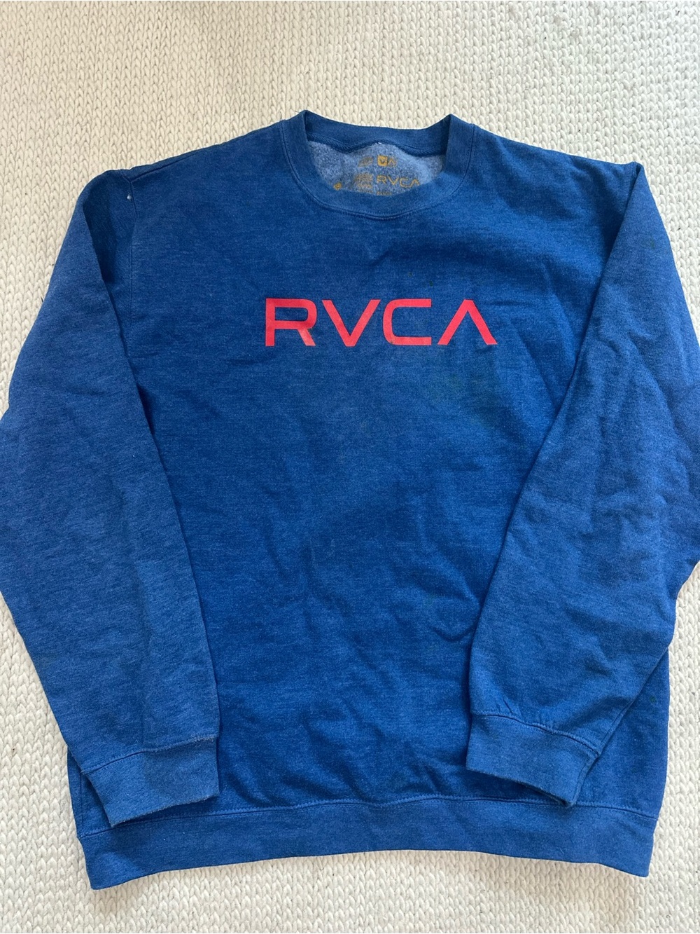 RVCA Blue Crewneck Sweatshirt with Red Logo
